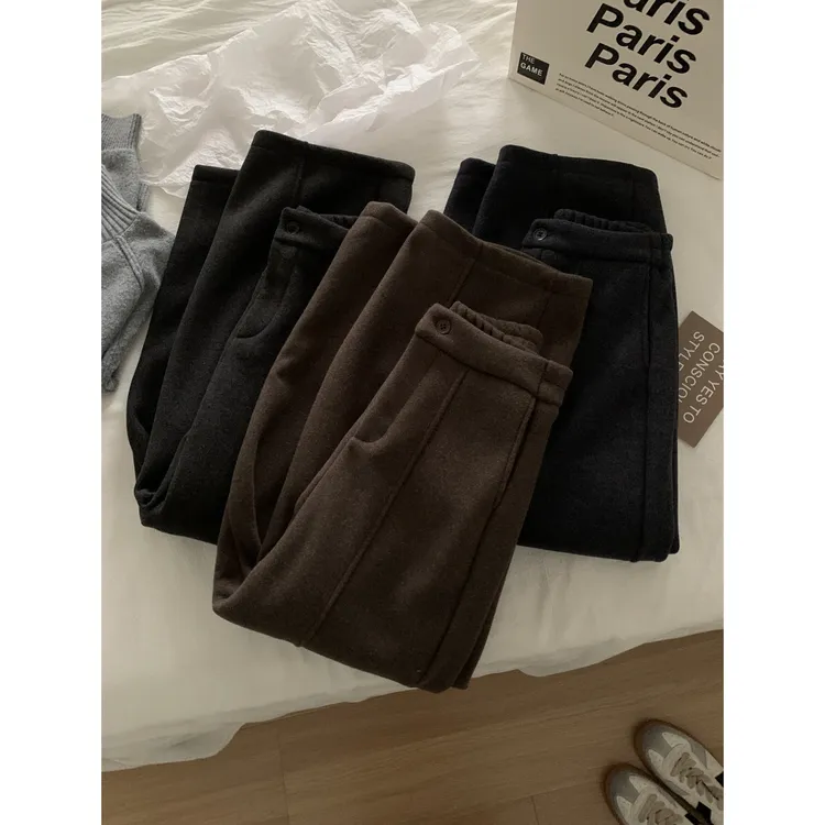 小个子神裤！百搭立裁九分休闲裤秋冬新款梨形显瘦保暖加绒毛呢裤