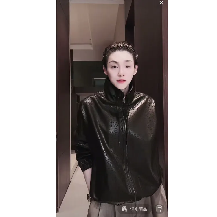 高领抽绳+拉链开合 绵羊皮 皮衣 WT1133