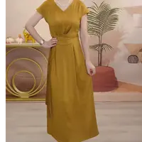 X0787 金色短袖连衣裙套头女装夏季长裙时尚提花