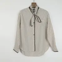 【维姐精选】ZY 领口飘带竖条纹衬衫