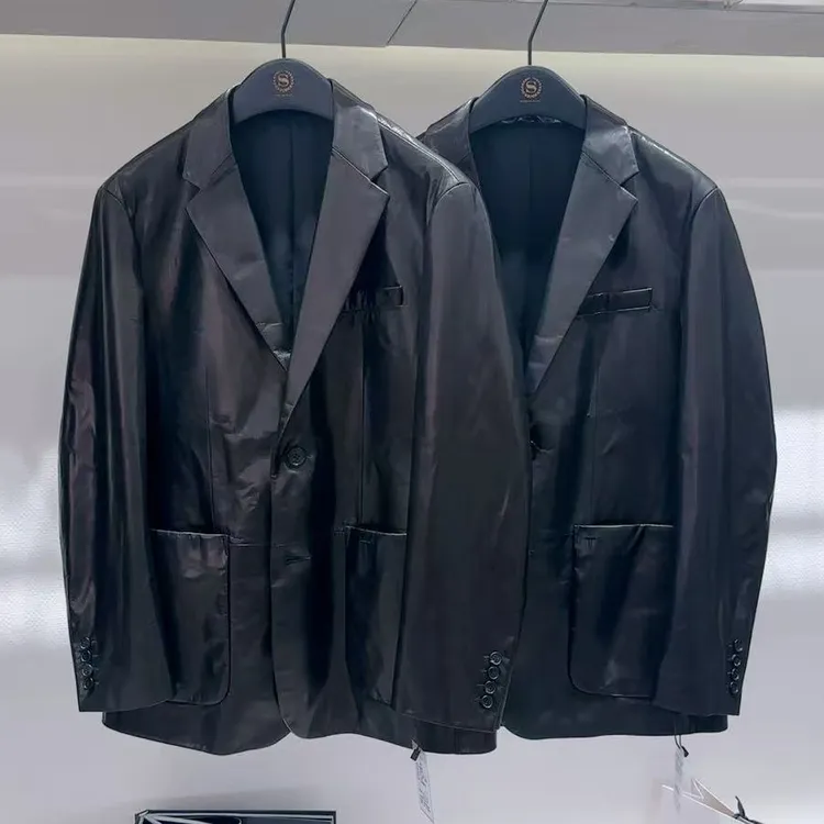 爆款时尚潮流轻奢西服版羊皮外套男装休闲真皮皮衣