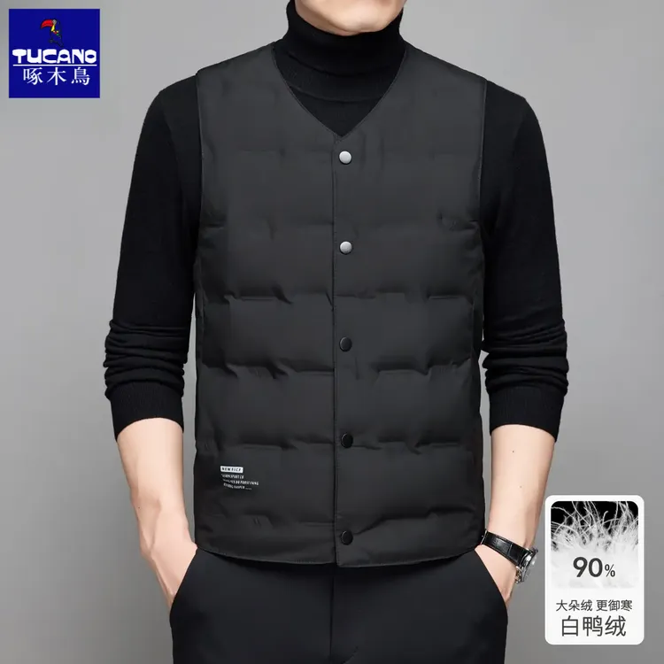 啄木鸟轻薄羽绒马甲男士冬季新款休闲内穿保暖背心简约舒适短款