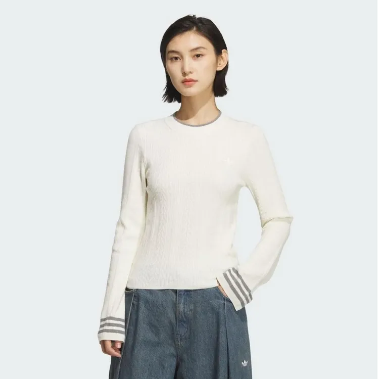 【滔搏联动】Adidas三叶草2025女子CREW SWEATER毛线套头衫KS5965