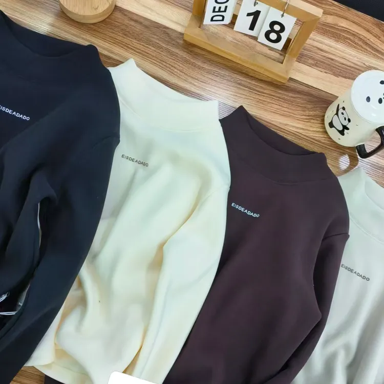 【实体品质】男女同款EIS字母1∶1螺纹奥利绒加绒打底衫童秋冬新款