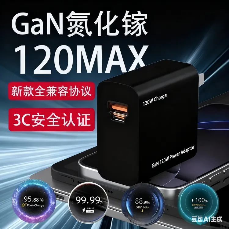 120W全兼容氮化镓充电器全品牌适用华为荣耀VIVO小米OPPO真我通用