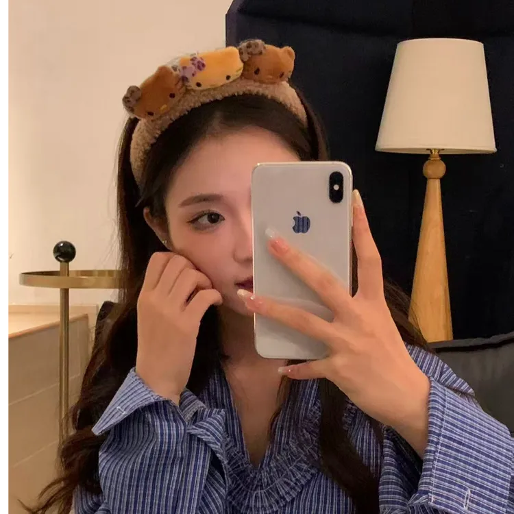 甜美可爱少女心Kitty发箍毛绒辣妹豹纹黑皮小猫2025新款头箍发饰