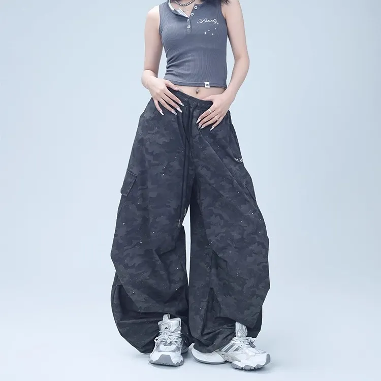 街舞潮牌户外机能街头暗格运动裤嘻哈三褶跳舞宽松运动裤潮
