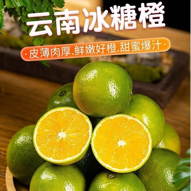 正宗云南青皮冰糖橙哀牢山新鲜应季水果现摘皮薄多汁清甜xm
