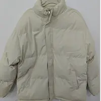 立领防水简约保暖冬季卡其色工装宽松棉衣白色Y027