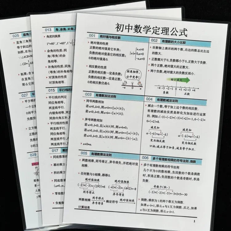 7-9年级数学定理公式大全核心知识点汇总备考复习背诵提高分闪卡