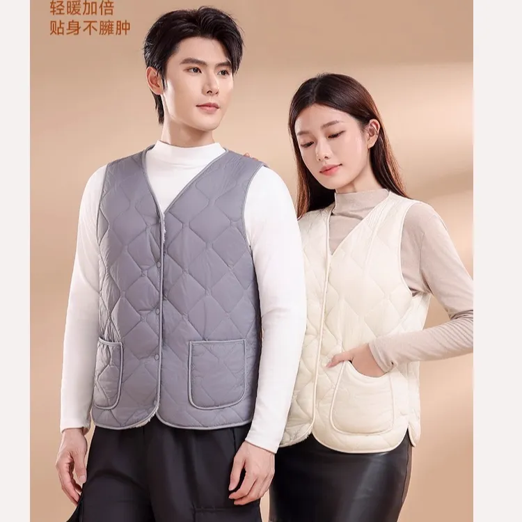 男女同款绵羊毛10A抗菌保暖外穿秋冬轻薄马夹情侣多色加厚褂子602