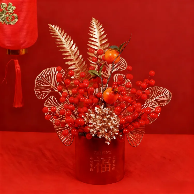 【聚财纳福银杏叶福桶】发财果植绒抱抱桶新年乔迁之喜 装饰客厅