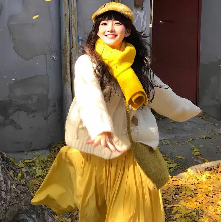 2025冬季气质一整套OOTD穿搭绝美巨好看毛衣开衫A字半裙两件套装