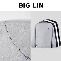 BIG林 秋季曼巴棉刺绣小标长袖休闲圆领套头卫衣男士JS5259