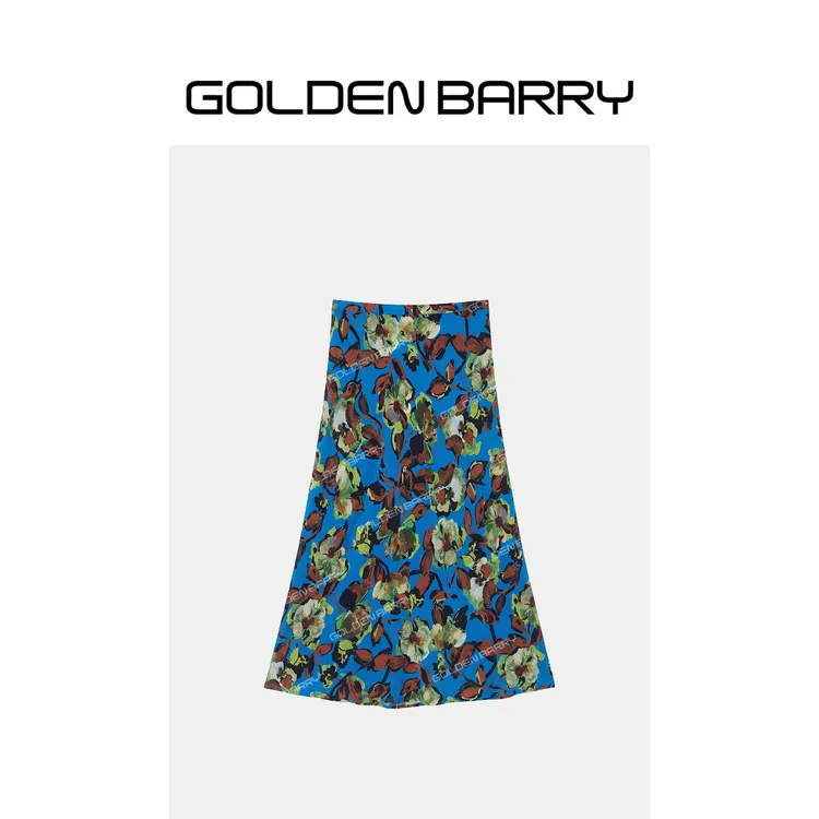 GOLDENBARRY「盛夏果实」撞彩半身裙气质高腰油画感半裙GB060811001