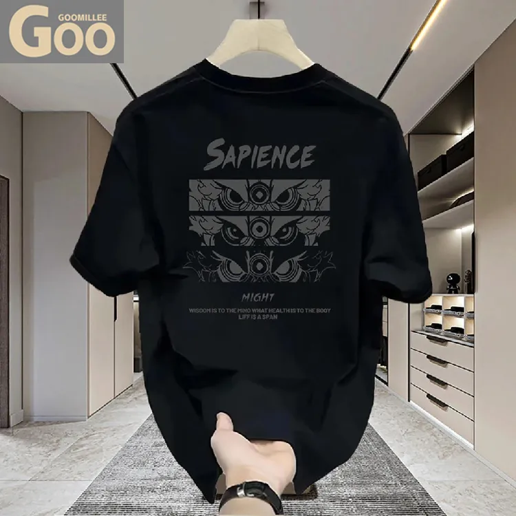 新款重磅全棉短袖T恤男士2025夏季圆领宽松潮流痞帅半袖纯色上衣