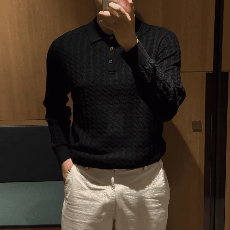 秋季男士男装百搭时尚舒适纯色针织上衣美式高端潮牌高级感针织衫