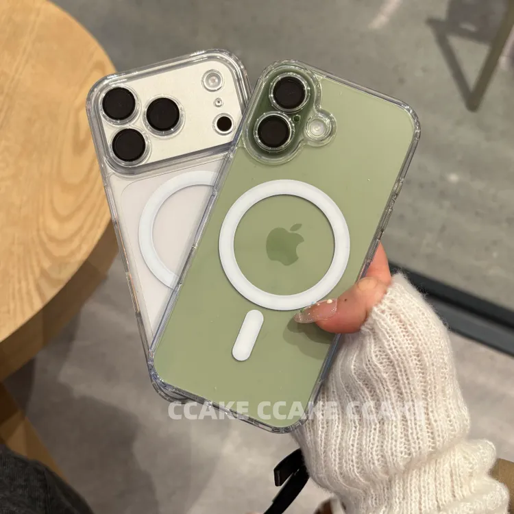 全包亚克力磁吸适用于苹果17pro/16手机壳15/14/13透明小众简约12