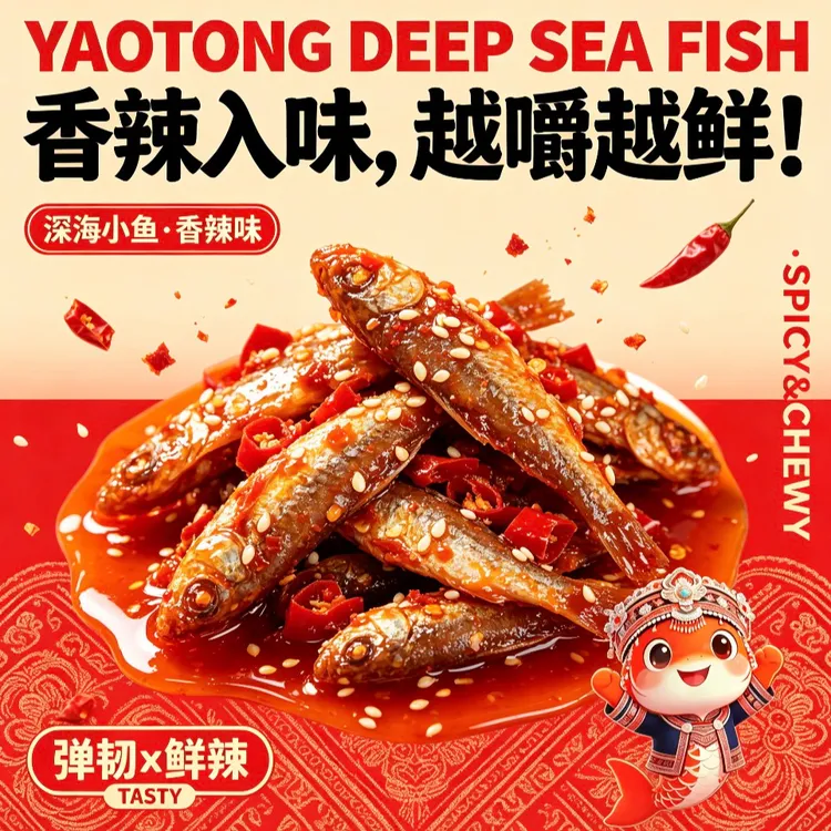 【特惠60包】湖南香辣深海小鱼仔毛毛鱼即食追剧摸鱼休闲鱼仔零食