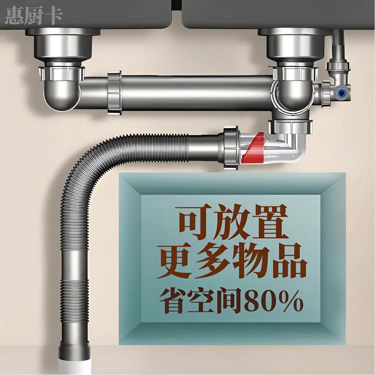厨房双槽下水管套装不锈钢水槽洗菜盆下水器防堵防臭洗碗池排水管