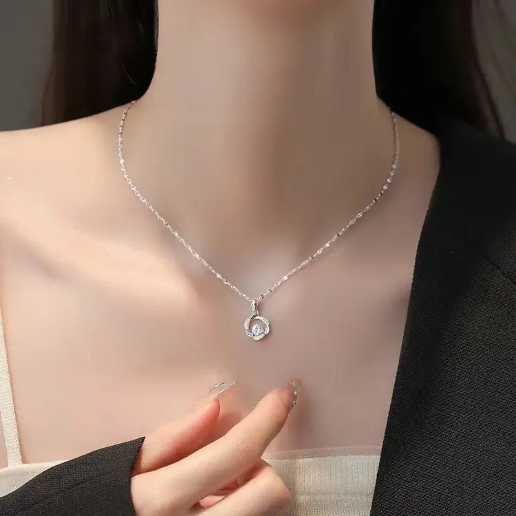 坠链均足银 足银999莫比乌斯环纯银项链时尚简约闺蜜女友生日礼物