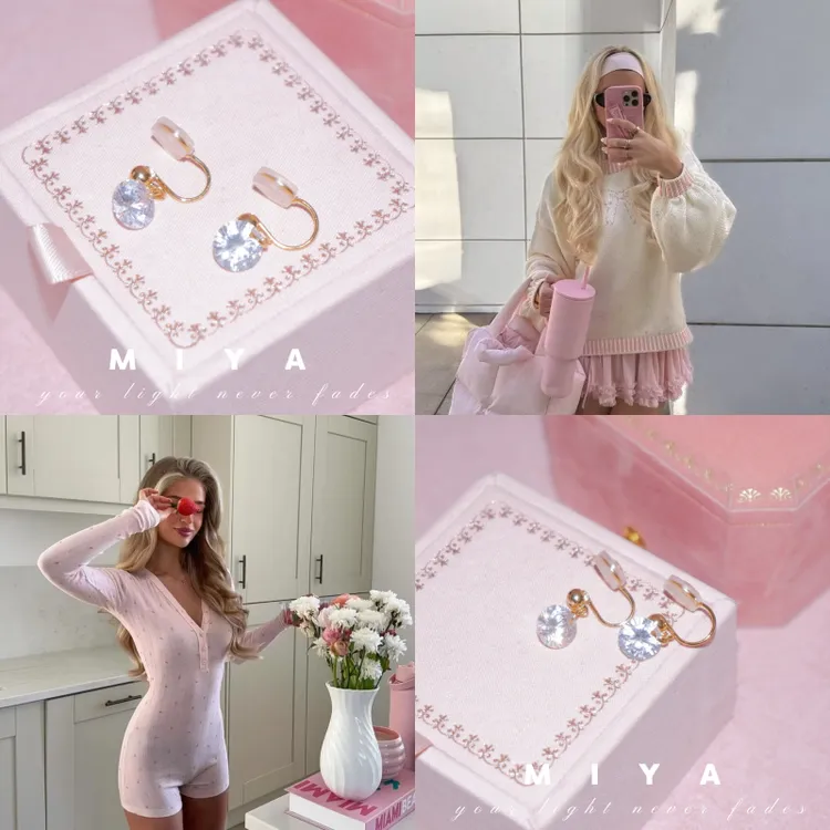 铜合金合成锆石耳饰 千金感无痛耳夹自调节大锆石耳夹 不痛哦 