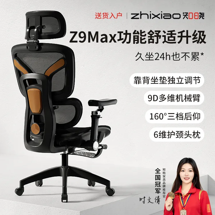 知晓Z-9Max人体工学椅护腰电脑椅家用舒适办公座椅久坐电竞椅子