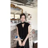 FVOFV【飘带】V领飘带100tian丝无袖细针针织衫XC0001