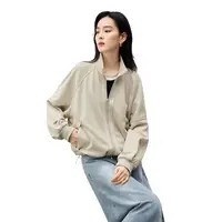 对白简约松弛感短款立领开衫卫衣外套插肩袖休闲上衣DYZB-FDA003