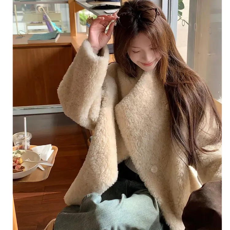 长袖单排扣常规款常规短外套秋冬宽松冬季