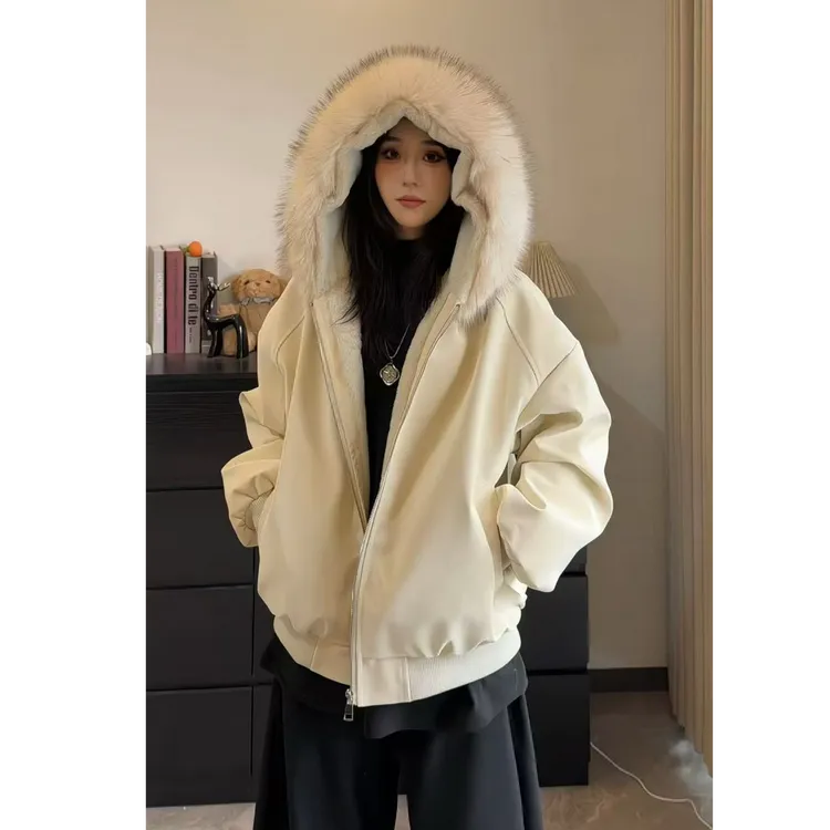 V37【800克毛绒】可拆卸大毛领座山雕冬季保暖男女宽松外套