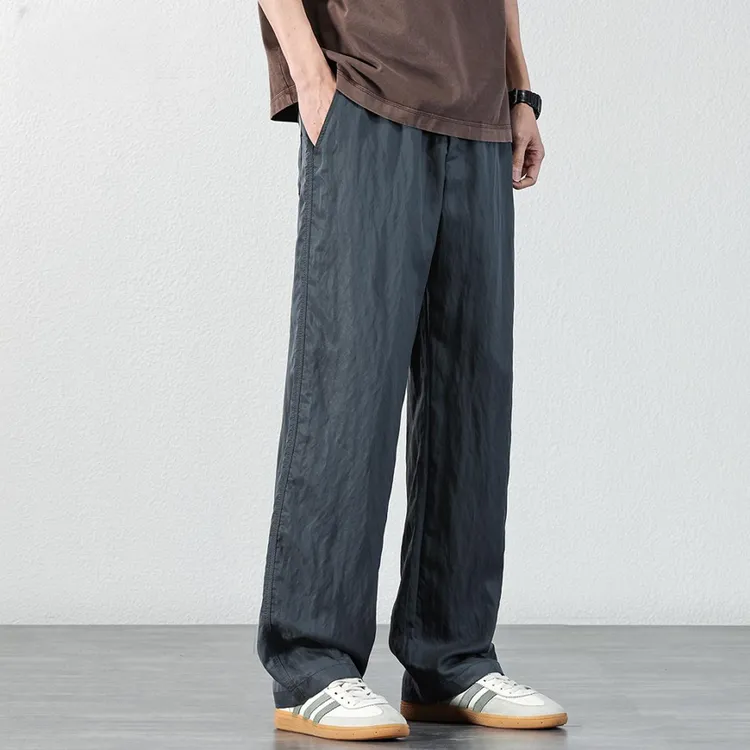 2025夏季莱赛尔冰感天丝休闲裤男宽松直筒拖地裤冰丝垂感速干长裤