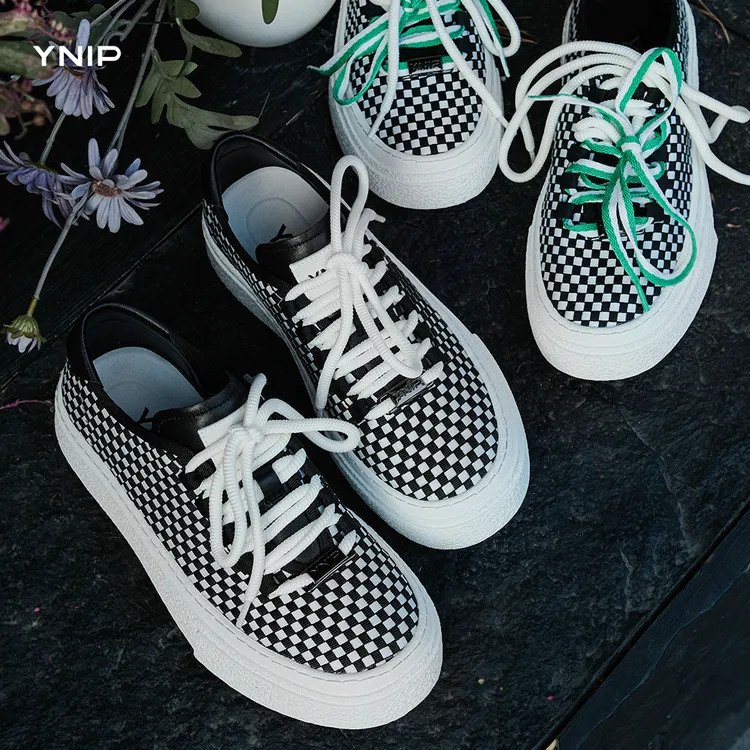 欧若风穿搭秋季新款百搭休闲板鞋编织透气网面双鞋带厚底韩版男鞋