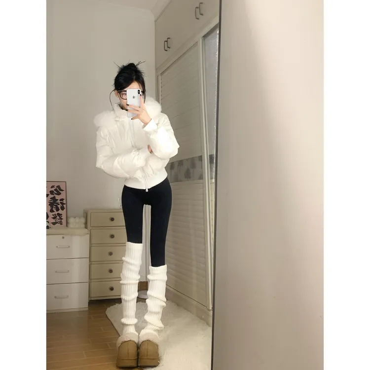 新款潮牌女装秋冬季加厚保暖毛领派克服女慵懒风开衫连帽卫