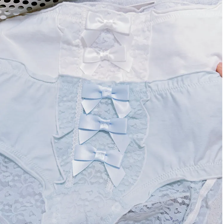 在云端～小香风蝴蝶结蕾丝女士内裤（高腰实物拍摄）