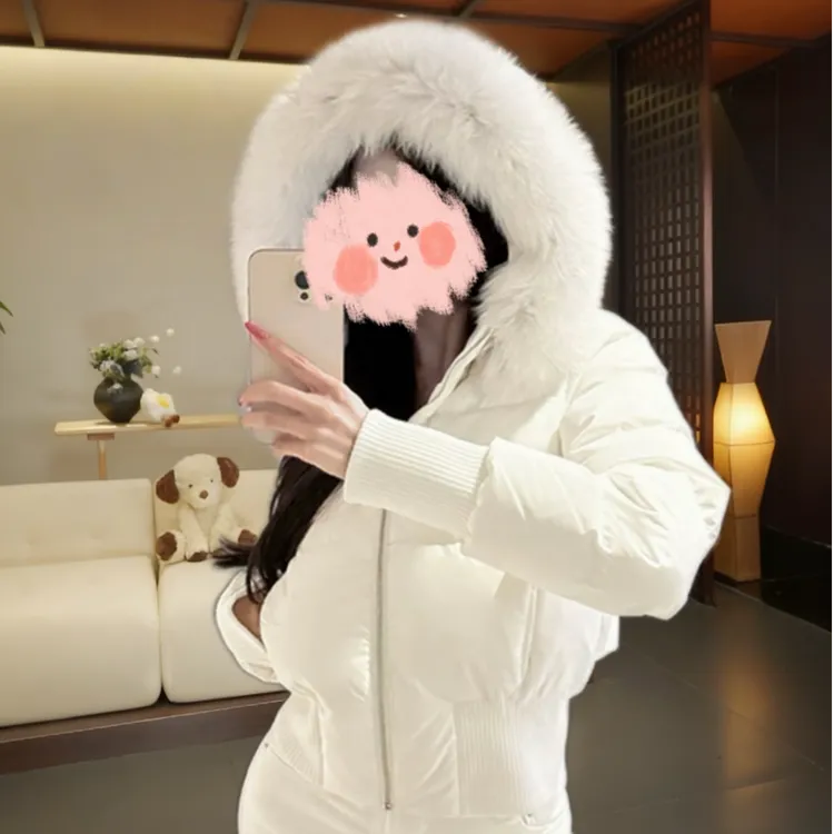 “雪狐日记”真狐狸毛领90白鹅绒羽绒服百搭收腰显瘦外套00136