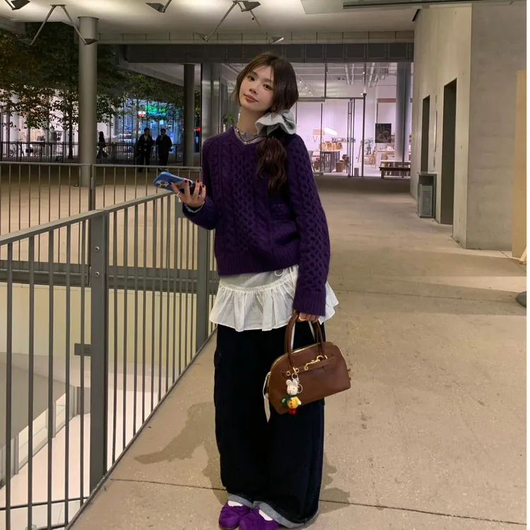 2024秋冬新款时尚针织毛衣气质显瘦洋气休闲百搭长袖温柔辣妹上衣