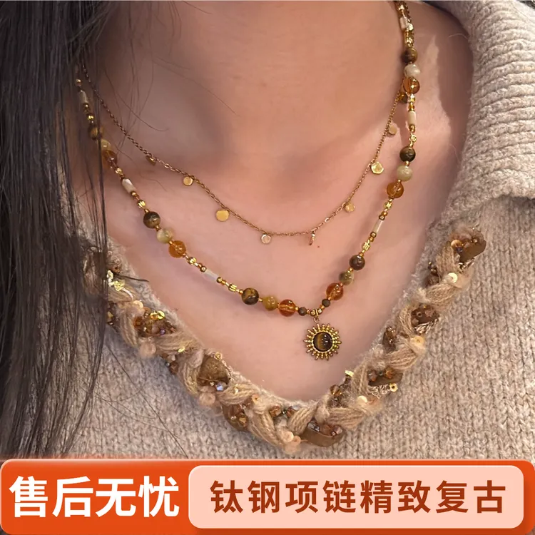 钛钢项链 【暖阳】手作复古天然百搭ins女小众设计感锁骨链颈链