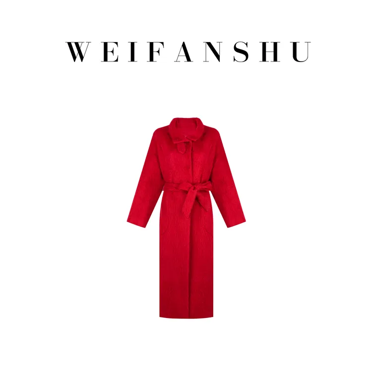 WEIFANSHU/魏凡舒【暗涌热度】羊绒羊毛混纺立领浴袍款大衣外套