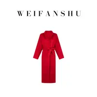 WEIFANSHU/魏凡舒【暗涌热度】羊绒羊毛混纺立领浴袍款大衣外套
