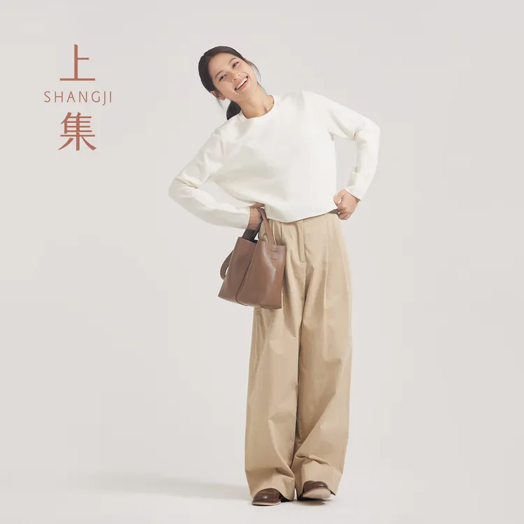 SHANGJI/上集套头毛衫圆领针织打底衫通勤风知性毛衣/XS210053