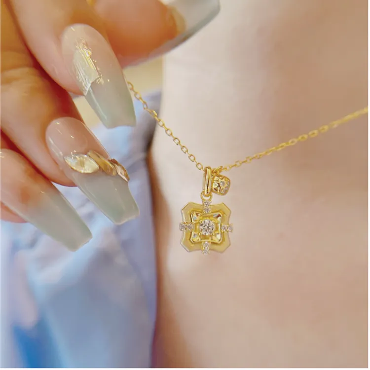 坠链均925银锆石 方糖永恒项链女S925银轻奢锁骨链送闺蜜礼物七夕