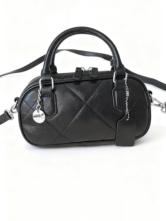 TONY&VINEY单根防刮纯色拉链法式斜挎包简约斜跨菱格时尚真皮百搭