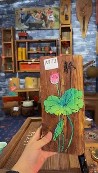 风化老门板丙烯画挂画