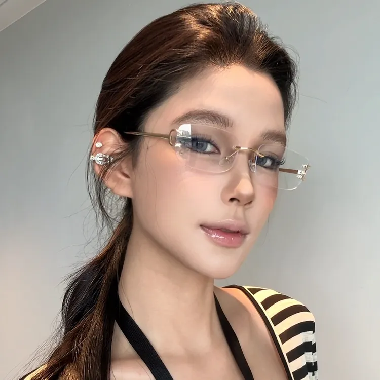 弗瑞姆眼镜无框方形男女太阳镜ins高级感金属欧美街拍潮流墨镜160