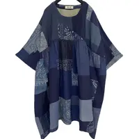 （玲玲姐精选）399/蓝色/百家布/拼接/90袍子/时尚/宽松