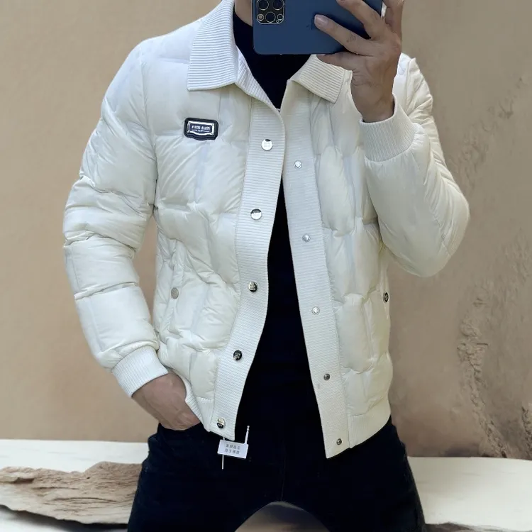 诺顿雷斯轻薄羽绒服男冬季时尚保暖上衣夹克新款针织领白鸭绒外套