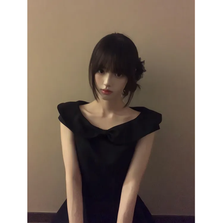 MARIE.COCO法式赫本风黑色连衣裙夏高级感超好看a字蓬蓬小黑裙子