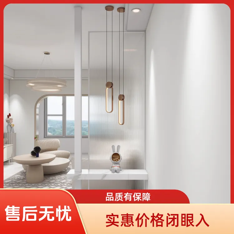 定制长虹玻璃水波纹水立方油画钢化艺术玻璃卫生间半墙隔断屏风