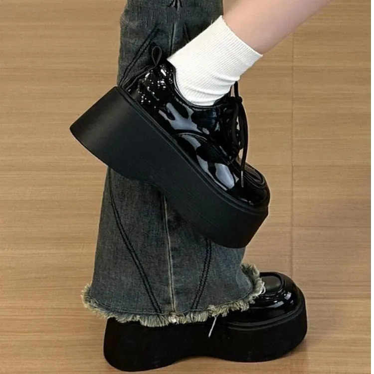 厚底增高英伦风小皮鞋女2025春夏新款小个子单鞋复古百搭乐福鞋子